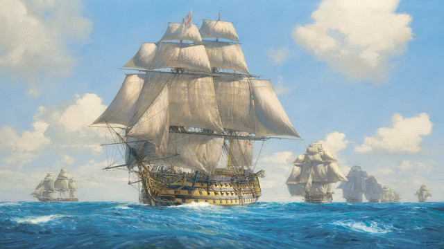 Ship ocean background clouds painting #2 free wallpaper - medium preview image