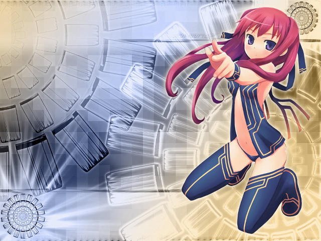 Girl blue outfit gun clock free wallpaper - medium preview image