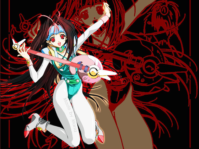 Woman guitar demon cyberpunk retro free wallpaper - medium preview image