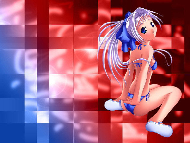 Cartoon girl bikini blue red free wallpaper - medium preview image