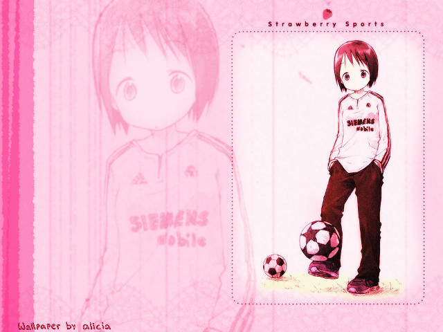 Girl soccerball pink background anime free wallpaper - medium preview image