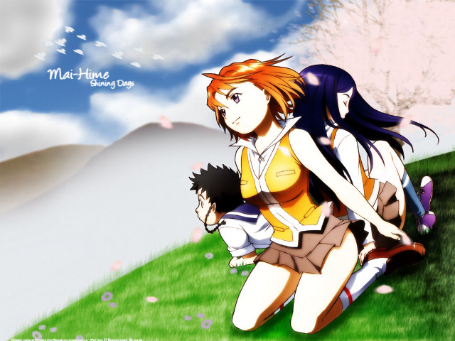 Anime children hill sky cherry free wallpaper - medium preview image