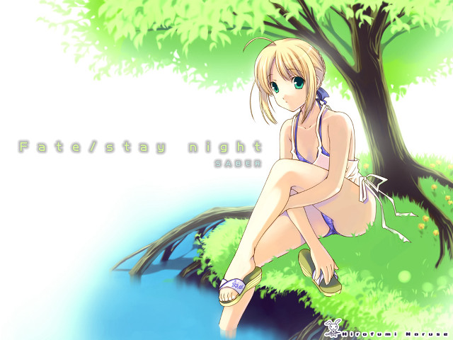 Girl bikini sitting tree river free wallpaper - medium preview image