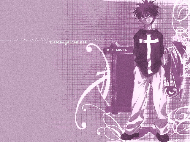 Man cross suitcase purple fence free wallpaper - medium preview image