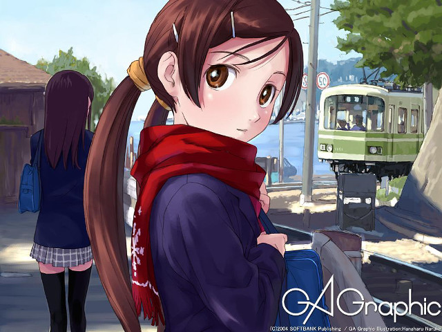 Girl long hair scarf train free wallpaper - medium preview image