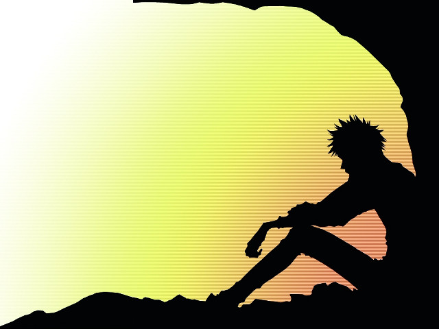 Man sitting on rock ani free wallpaper - medium preview image