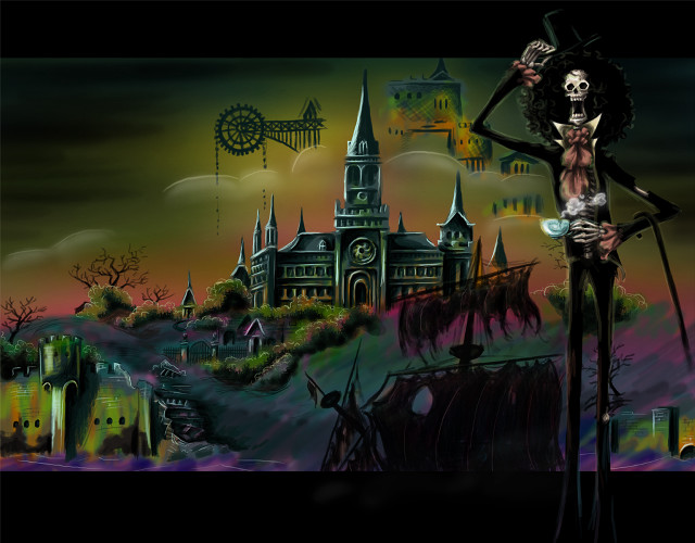 Skeleton castle clock tower gothic free wallpaper - medium preview image