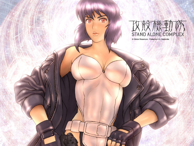 Kusanagi motoko purple hair gun free wallpaper - medium preview image