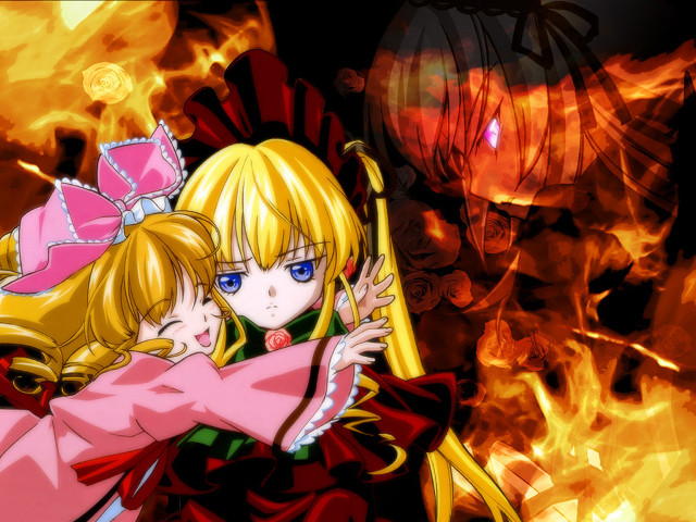Anime hug fire demon twins free wallpaper - medium preview image