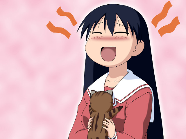 Girl cat open mouth blush free wallpaper - medium preview image