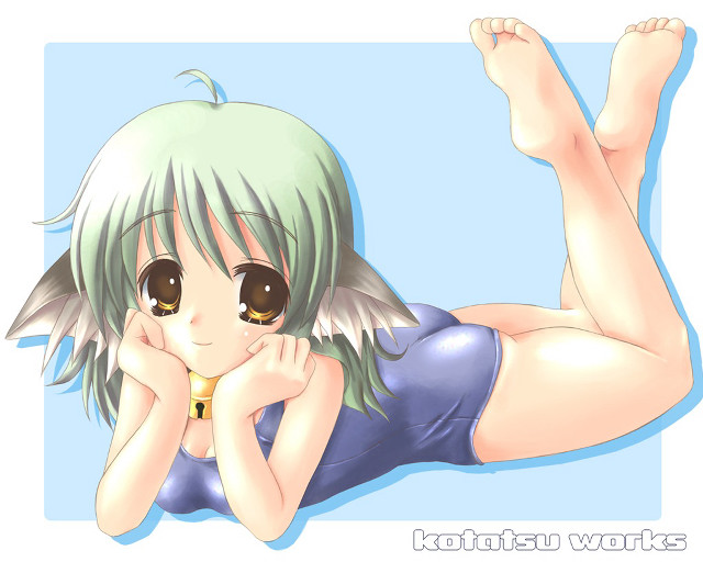 Cartoon girl green hair anime free wallpaper - medium preview image