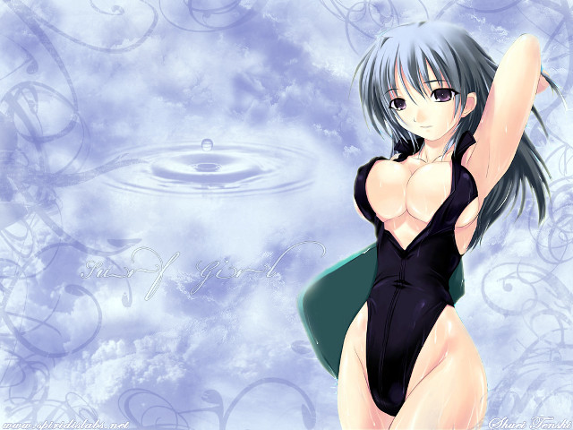 Woman black swimsuit green skirt free wallpaper - medium preview image