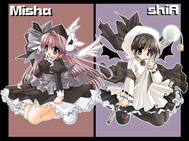 Anime gothic twogirls pinkhair blackdress free wallpaper - medium preview image