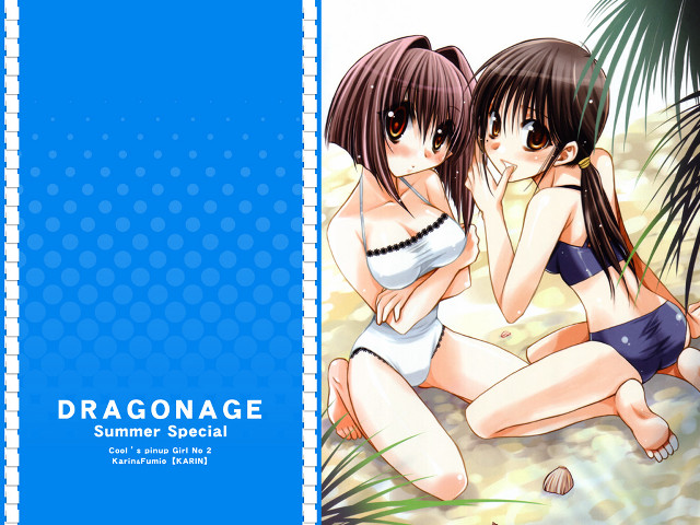 Two girls bathing suits blue free wallpaper - medium preview image