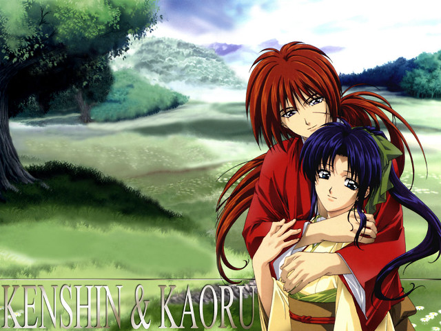 Anime hugging girls field trees free wallpaper - medium preview image