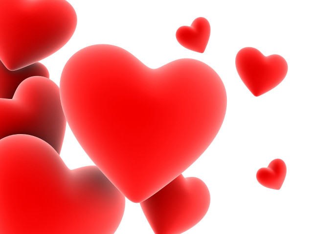 Red hearts floating air white free wallpaper - medium preview image