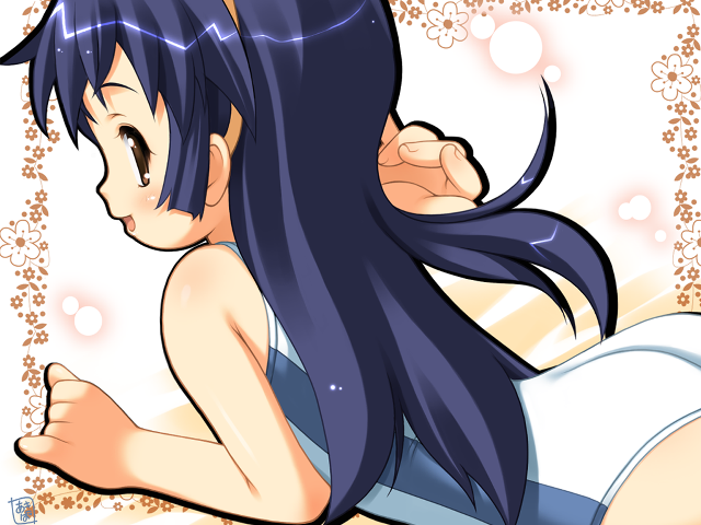 Girl longhair bubbles anime swimsuit free wallpaper - medium preview image