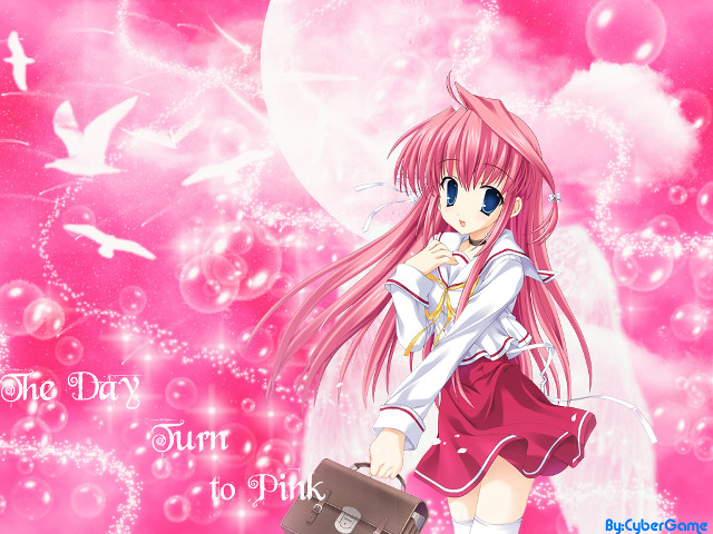 Pink haired girl suitcase star free wallpaper - medium preview image