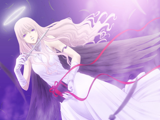 Woman sword purple background angel free wallpaper - medium preview image