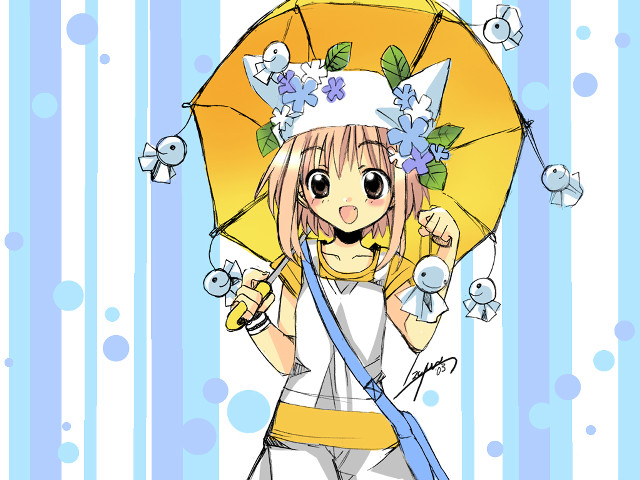 Girl umbrella ribbon anime beach free wallpaper - medium preview image