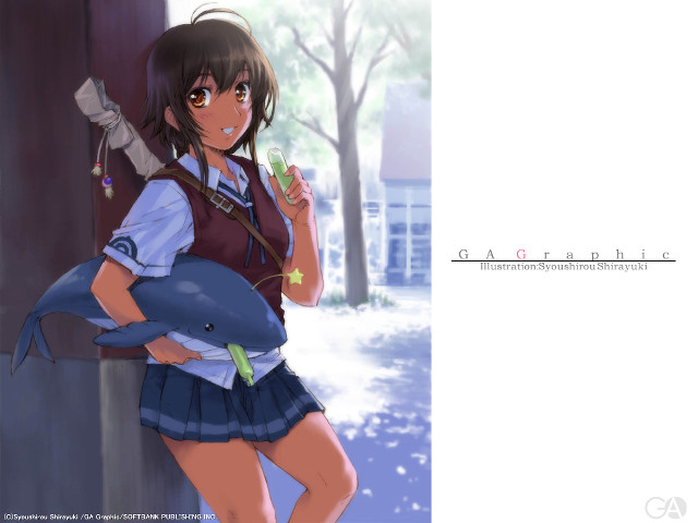 Girl fish sword school uniform free wallpaper - medium preview image