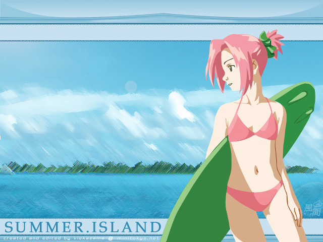 Pink bikini surfboard beach pony free wallpaper - medium preview image