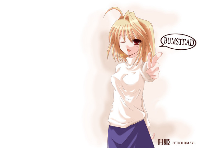 Girl ponytail pointing thought bubble free wallpaper - medium preview image