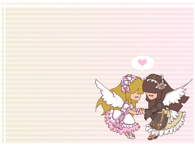 Two girls kissing heart angel free wallpaper - medium preview image