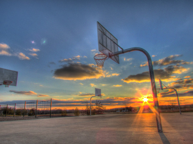 Basketball hoop sunset clouds sky free wallpaper - medium preview image