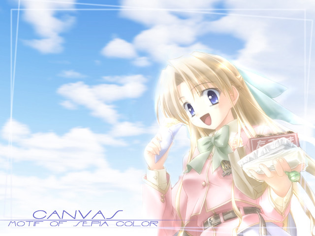 Anime girl toothbrush clouds sky #2 free wallpaper - medium preview image