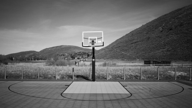 Basketball court hoop mountains black free wallpaper - medium preview image