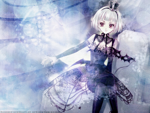 Girl cat wings blue background free wallpaper - medium preview image