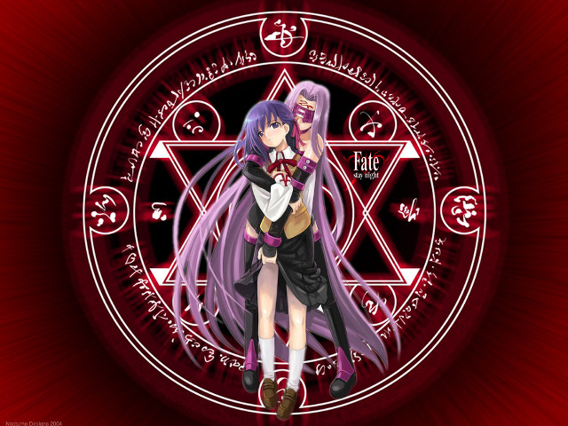 Anime characters pentagram magic roses free wallpaper - medium preview image
