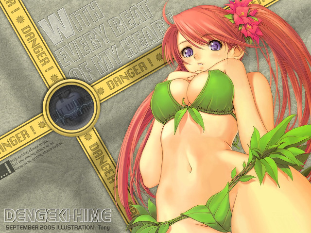 Pink haired plant girl bikini free wallpaper - medium preview image