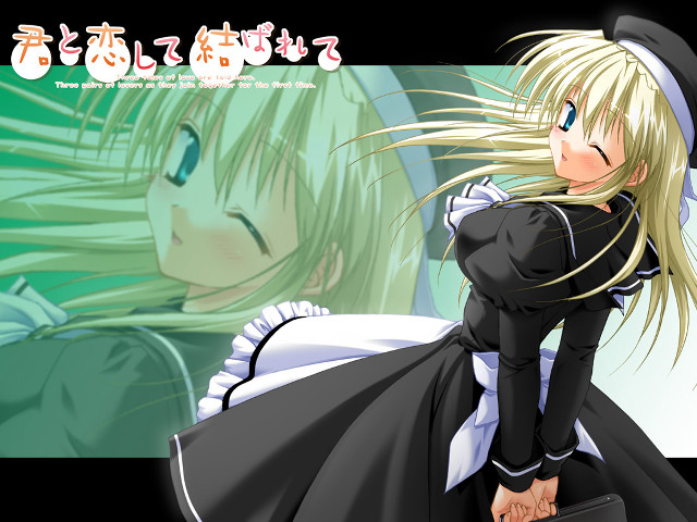 Anime blonde haired black dress free wallpaper - medium preview image