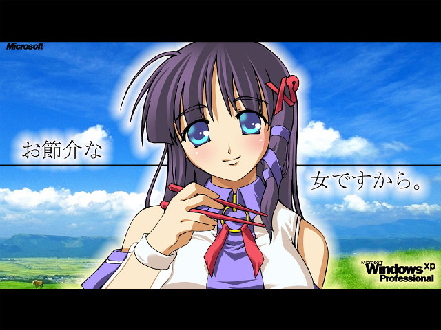 Anime girl blue eyes long free wallpaper - medium preview image