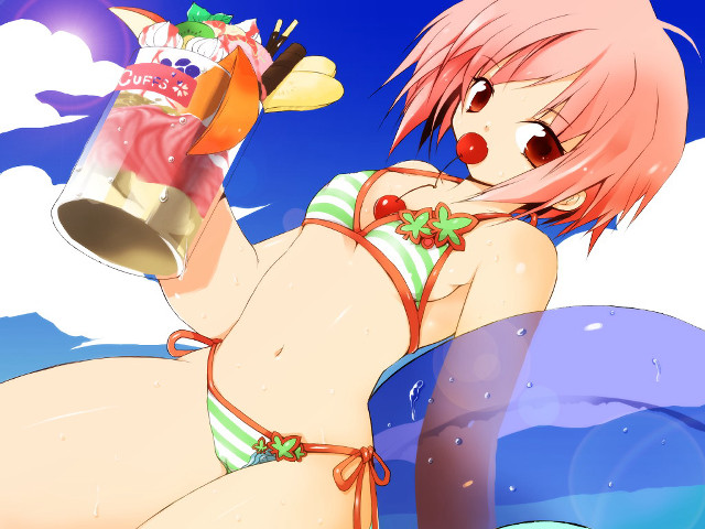 Ayako bikini soda juice cherry free wallpaper - medium preview image