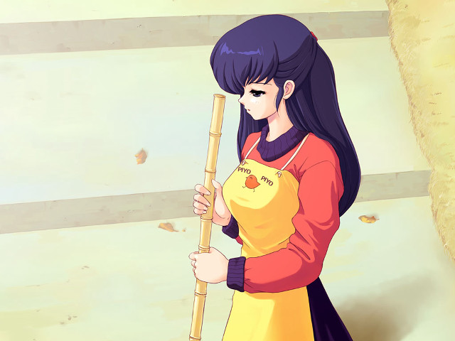 Woman yellow red dress bamboo free wallpaper - medium preview image