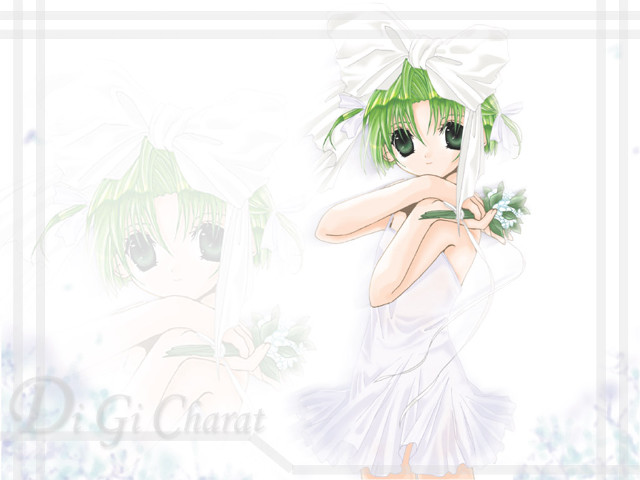 Girl white dress green plant free wallpaper - medium preview image