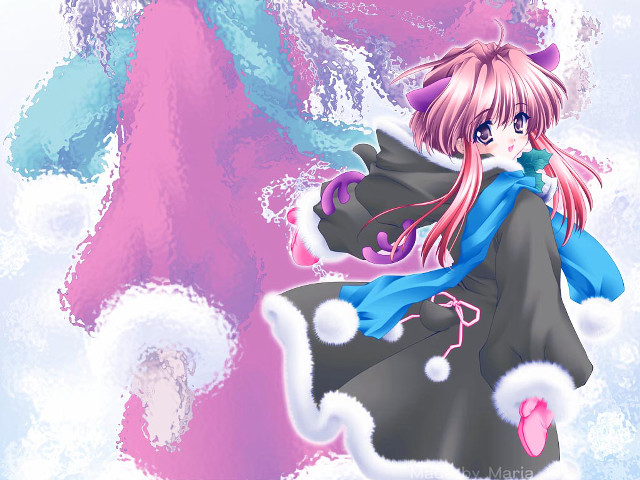 Anime girl black dress pink free wallpaper - medium preview image