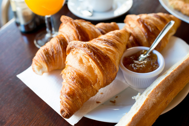 Croissants jam table orange juice free wallpaper - medium preview image