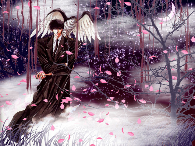Angel wings snowy forest pink free wallpaper - medium preview image