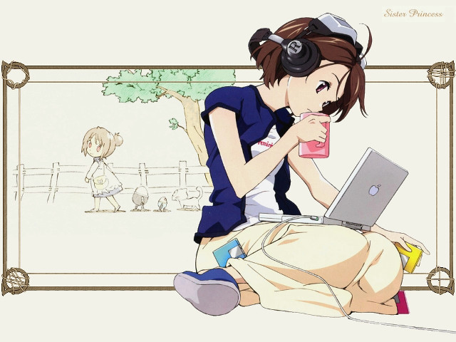 Woman dog laptop background graphics free wallpaper - medium preview image