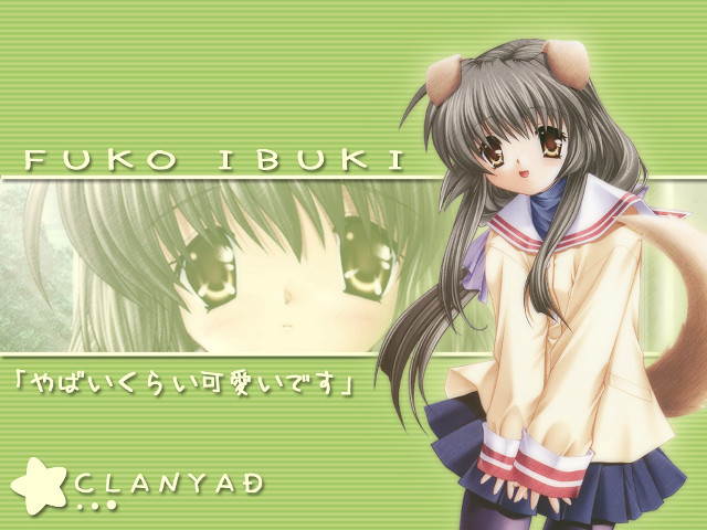 Anime girl cat ears green free wallpaper - medium preview image