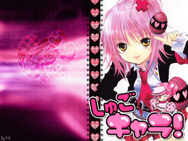 Pink hair anime girl heart free wallpaper - medium preview image