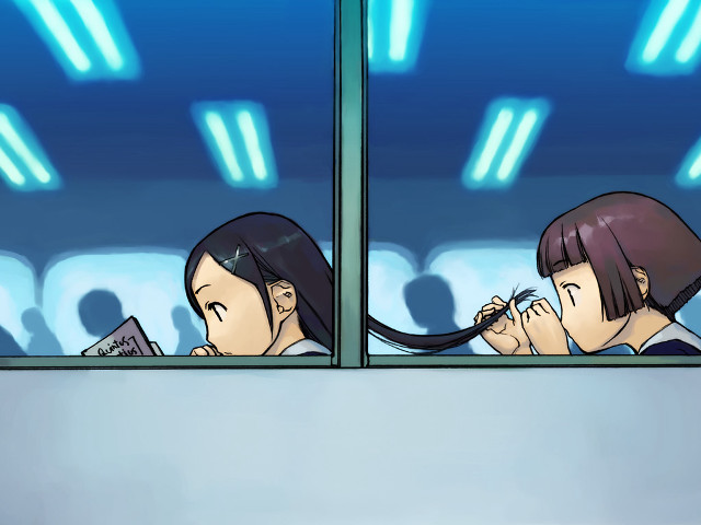 Couple train window sky lights free wallpaper - medium preview image