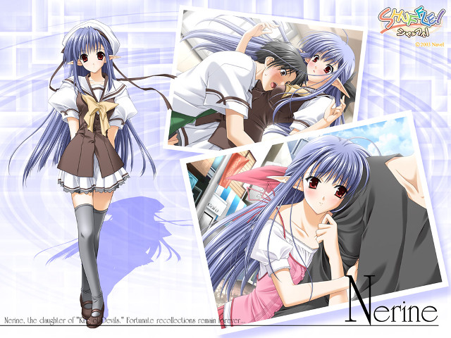 Anime couple portrait bluehair blush free wallpaper - medium preview image