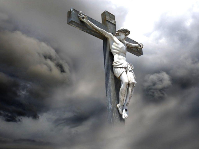 Cross man cloudy sky dark free wallpaper - medium preview image