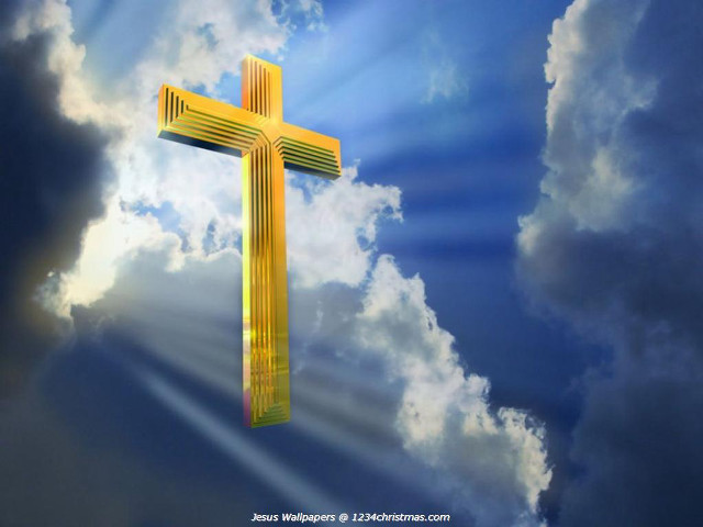 Cross in sky clouds sunbeam free wallpaper - medium preview image