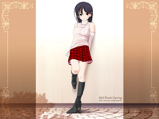 Girl boot skirt wall portrait free wallpaper - medium preview image